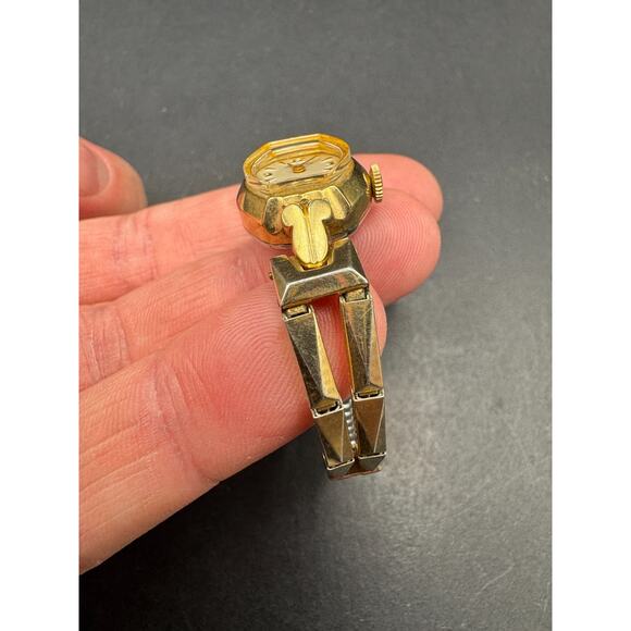 Vtg Wittnauer Art Deco Gold Filled Mechanical Swiss Watch 15.5mm Rare Band - Picture 3 of 14
